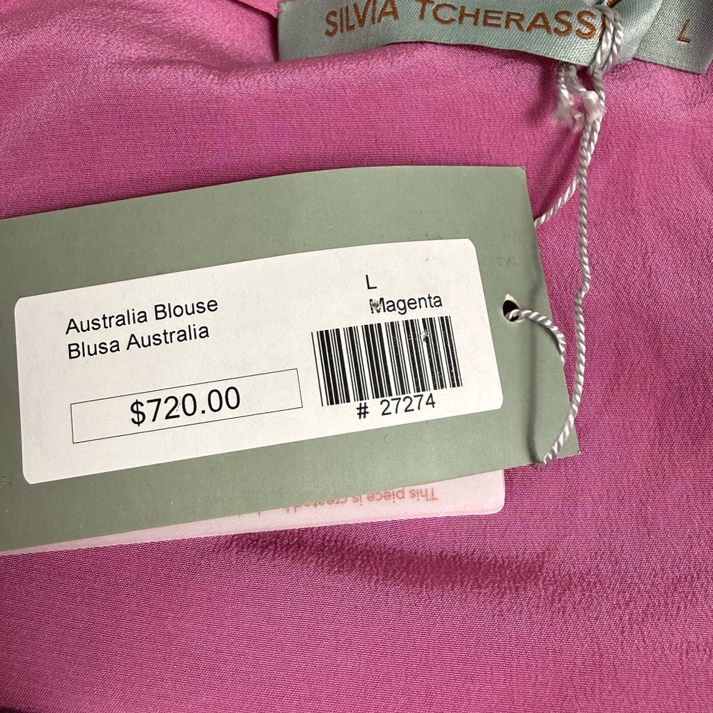 NWT Silvia Tcherassi silk magenta Blouse Size large - Picture 12 of 12